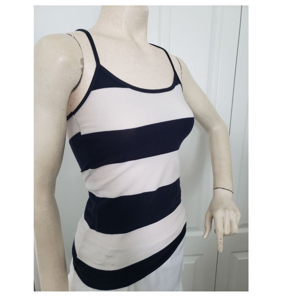 Navy blue and white stripe Garage Tank top XS